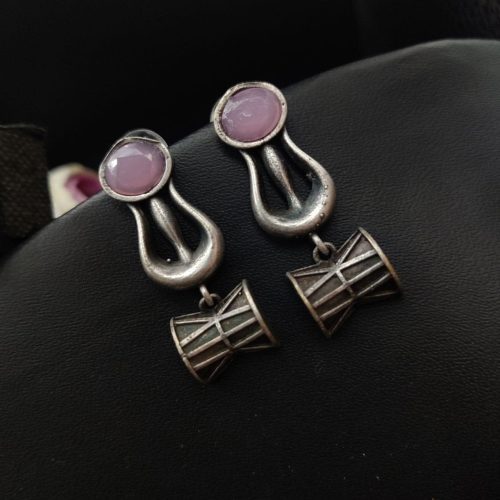 Antique Silver Look Like Trishul Stone Stud Earrings - Perfect DailyWear Earrings