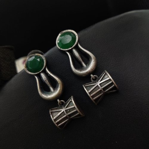 Antique Silver Look Like Trishul Stone Stud Earrings - Perfect DailyWear Earrings - Image 5