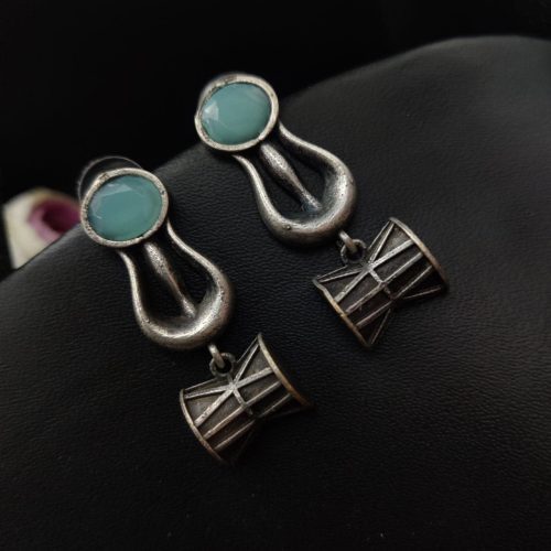 Antique Silver Look Like Trishul Stone Stud Earrings - Perfect DailyWear Earrings - Image 8