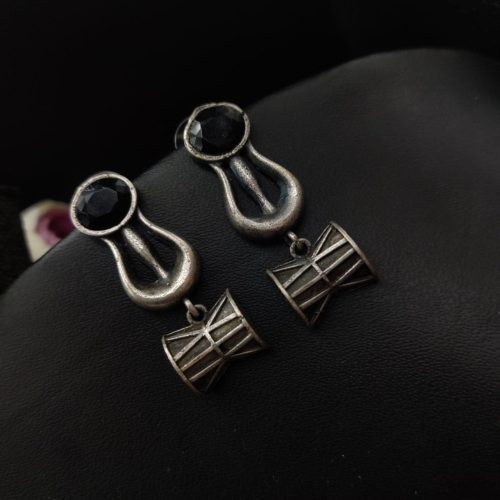 Antique Silver Look Like Trishul Stone Stud Earrings - Perfect DailyWear Earrings - Image 6
