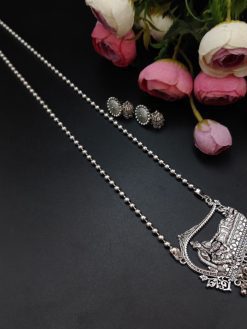 Lord Krishna Laxmi Art Pendent necklace With Jhumki Earrings