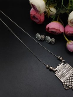 Antique Silver Plated Locket With Chain and Jhumki