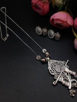 Designer Krishna Feather Chain Necklace With Jhumki Earrings