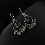 Trendy Casual Wear Drop Earrings Hook Style – Oxidised Finish - "Black"