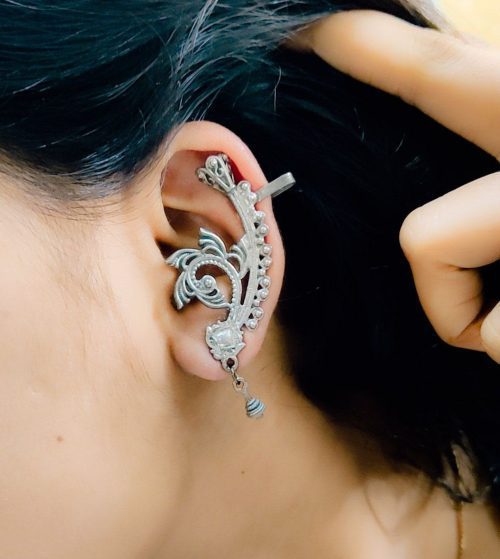 Oxidised  Black Polish Earcuff Design For Girls