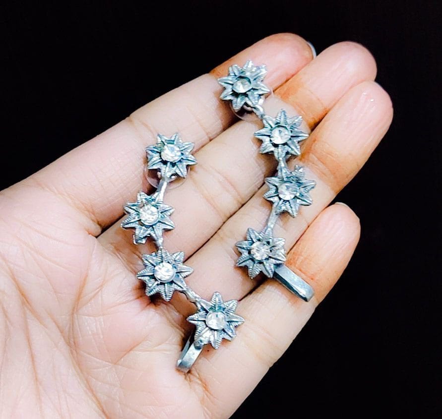 Black Polish Oxidsed Flower Design Earrings For Girls 2 Black Polish Oxidsed Flower Design Earrings For Girls - Image 2