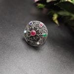 Round Shape Design Oxidised Silver Rings for Party Events