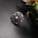 Round Shape Design Oxidised Silver Rings for Party Events - "Baby Pink"