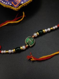 Majestic Kundan Meena Work Rakhi for Brother's Wrist
