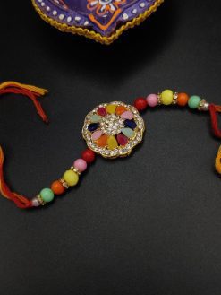 Traditional Kundan Meena Work Rakhi for Raksha Bandhan