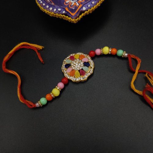 Traditional Kundan Meena Work Rakhi for Raksha Bandhan