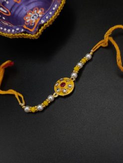 Radiant Kundan Meena Work Rakhi with Vibrant Colors