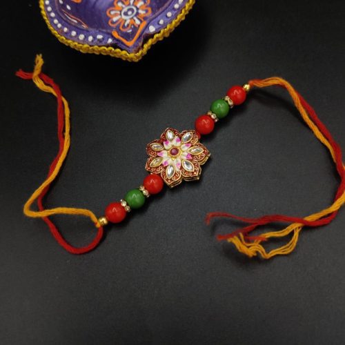 Regal Kundan Meena Work Rakhi for a Cherished Brother