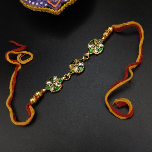 Enchanting Kundan Meena Work Rakhi for Rakhi Festival