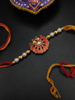 Luxurious Kundan Meena Work Rakhi with Exquisite Craftsmanship