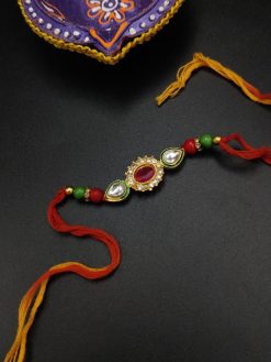 Captivating Kundan Meena Work Rakhi with Traditional Elegance