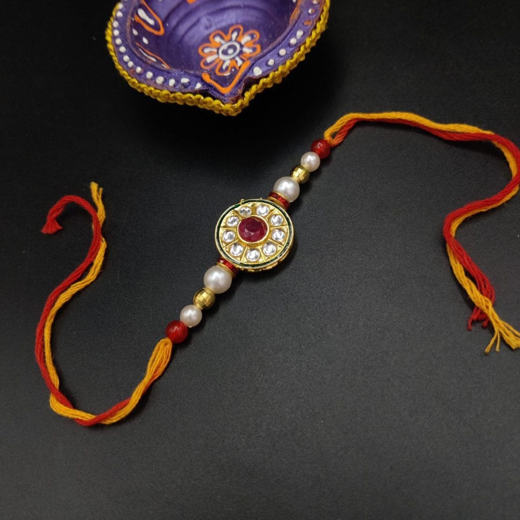 Sparkling Kundan Meena Work Rakhi for a Memorable Celebration