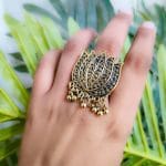 Gold Plated German Silver Lotus Rings Adjustable Size