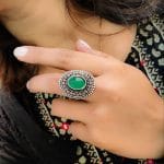 Oval Shape Unique Style Oxidised Adjustable Ring