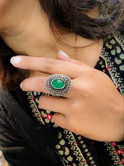 Oval Shape Unique Style Oxidised Adjustable Ring