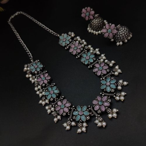 Iconic Look oxidized Stone Choker Set with a Touch of Elegance