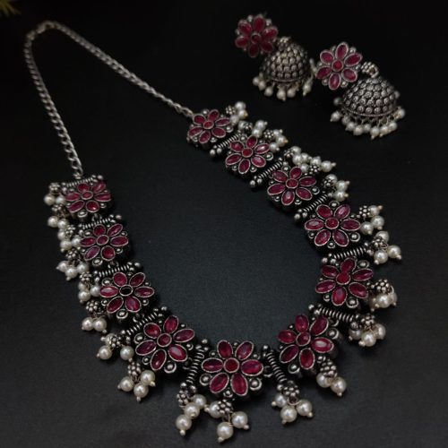 Iconic Look oxidized Stone Choker Set with a Touch of Elegance - Image 4