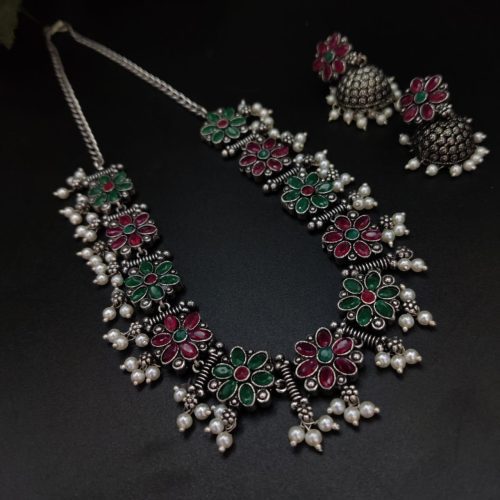 Iconic Look oxidized Stone Choker Set with a Touch of Elegance - Image 6