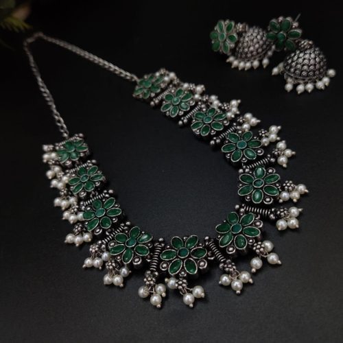 Iconic Look oxidized Stone Choker Set with a Touch of Elegance - Image 5