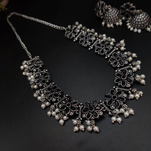 Iconic Look oxidized Stone Choker Set with a Touch of Elegance - Image 9