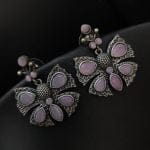 Premium Quality Butterfly Earrings Silver Replica Stone Stud - "Baby Pink"