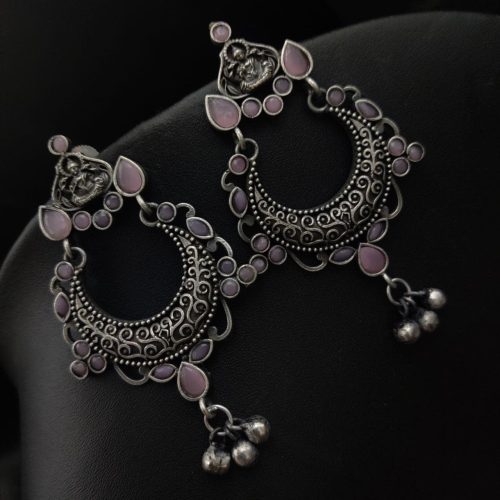 Silver Look Like Oxidised Chand Bali Earrings For Girls