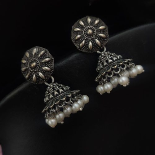 Antique Replica Silver Look Like Oxidised Jhumka Earrings