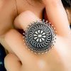 Oxidised Filigree Art Work Adjustable Rings For Girls