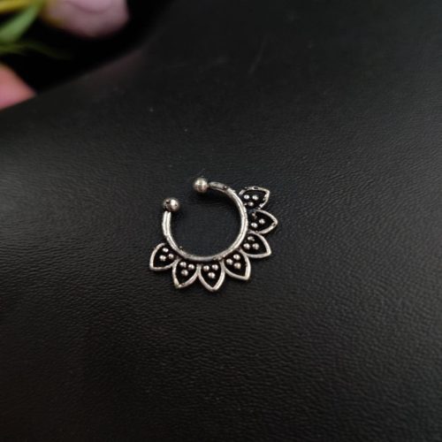 Traditional Oxidised Septum Nose Pins | Silver Plated Nose Rings