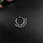 Silver Plated Heart Shape Oxidised Septum Nose Rings