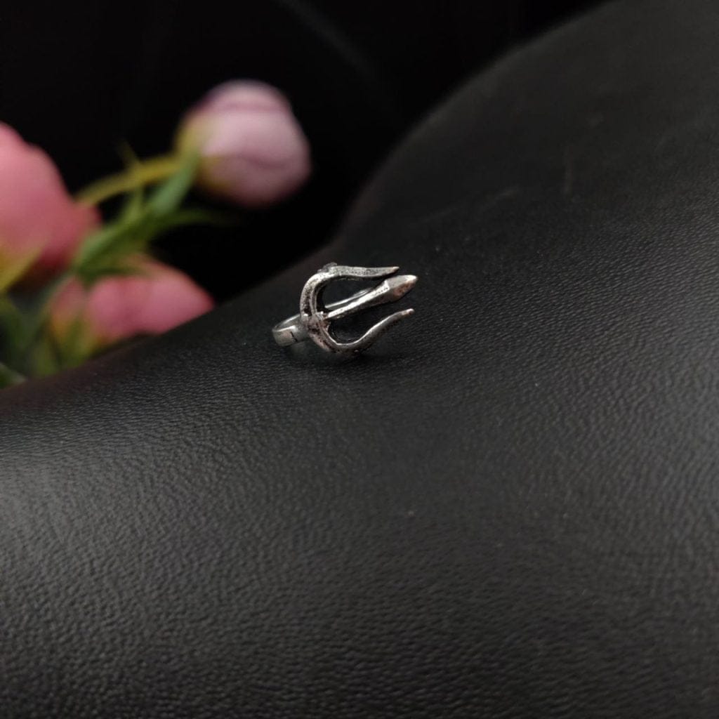 Oxidised Trishul Design Simple Press Nosepin For Girls