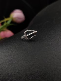 Oxidised Trishul Design Simple Press Nosepin For Girls