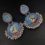 Pure Hand-Painted Oxidised Handmade Dangler Earrings - "King"