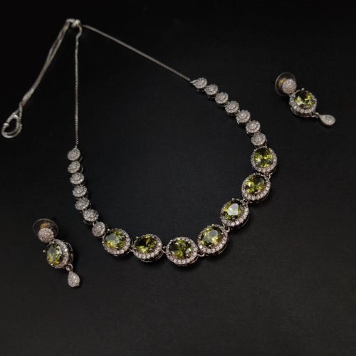 Sparkling bridal necklace set with American diamonds