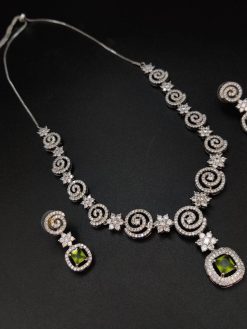 Wedding-Ready Kundan necklace set with American diamonds