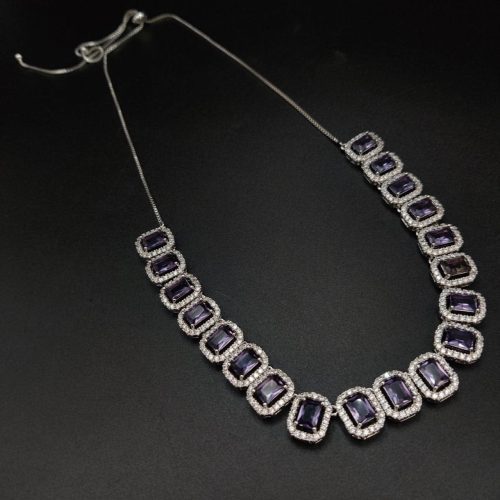 Vintage-inspired American diamond necklace set for bridesmaids - Image 2
