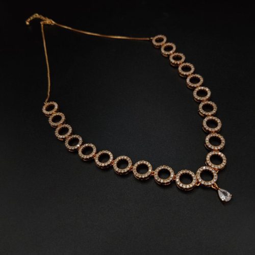 Nature-inspired leaf design American diamond necklace set - Image 2