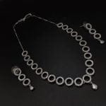 Cubic Zirconia Silver Rodium Necklace set for Girls