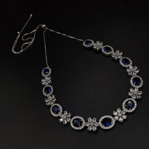 Vibrant Gemstone Necklace set with American Diamonds Stones - Image 3