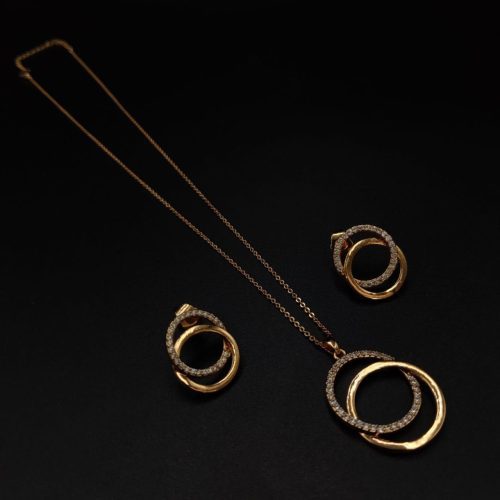 Elegant Rose Gold Plated Cubic Zirconia Necklace Chain Pendant for Women - Image 2