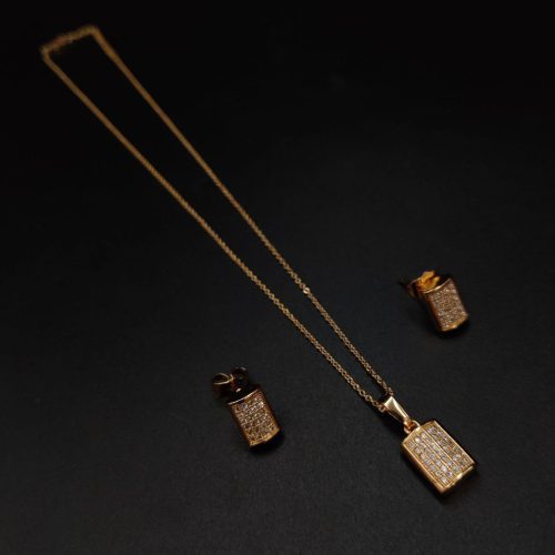 Sparkling Rose Gold Plated AD Pendant Necklace with Chain - Image 2
