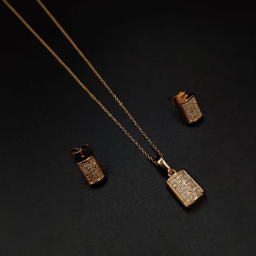 Sparkling Rose Gold Plated AD Pendant Necklace with Chain - Image 3
