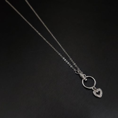 Stylish Silver Rodium plated AD Pendant Necklace with Adjustable Chain - Image 2