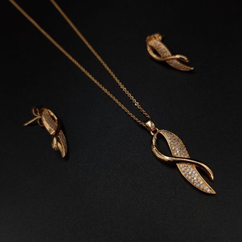 Trendy Rose Gold Plated AD Pendant Necklace with Dainty Chain - Image 3