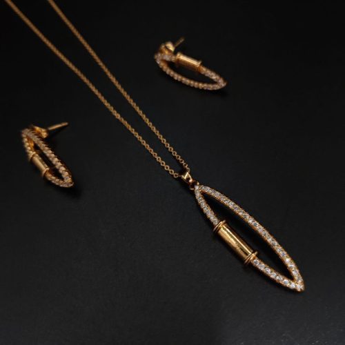 Elegant Rose Gold Plated AD Necklace Pendant in Marquise Shape